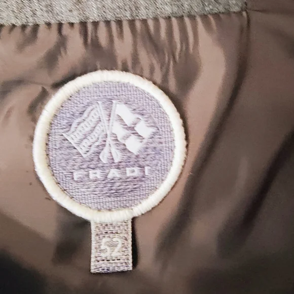 FRADI Down Corduroy Hooded Mens Vest Beige Grey Sz 52